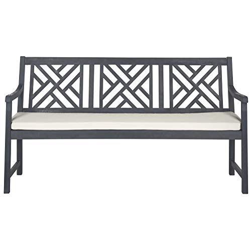 Safavieh PAT6738A Outdoor Collection Bradbury 3 Seat Bench - color: Ash Grey / Beige