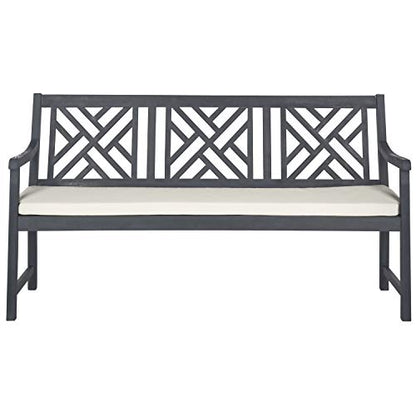 Safavieh PAT6738A Outdoor Collection Bradbury 3 Seat Bench - color: Ash Grey / Beige