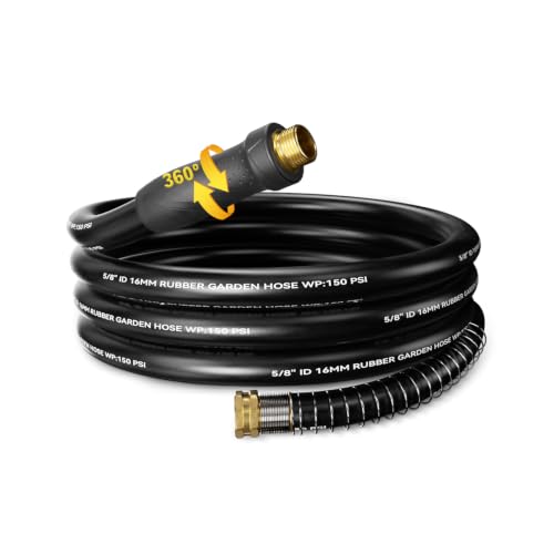 Heavy Duty Garden Hose 25ft, 5/8" Rubber Hose Durable 4 Layer Construction - size: 25ft 5/8"