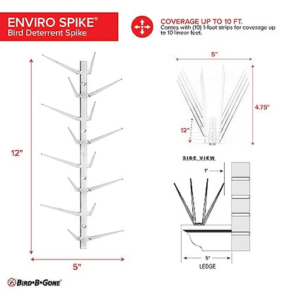 Bird B Gone EnviroSpike Plastic Bird Spikes, 10ft, Clear - size: 10 Feet Long