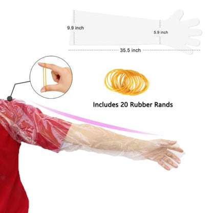 50Pcs Veterinary Insemination Rectal Long Gloves Disposable Plastic Full Arm 35.5inch for Field Dressing