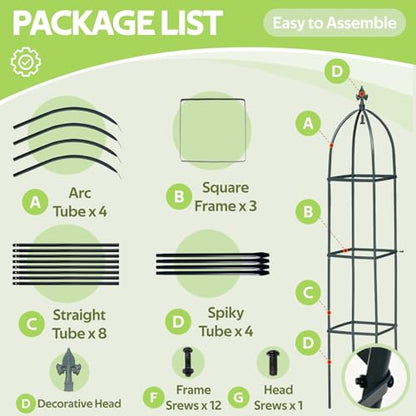 100% Garden Trellis Metal Obelisk Trellis for Climbing Plants Outdoor - color: Black Green