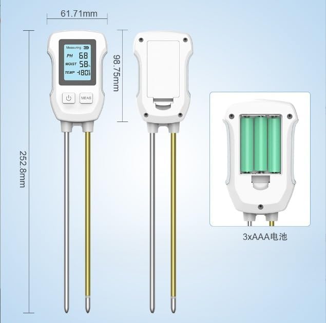 3-in-1 Soil Moisture Meter, Soil Moisture Test & PH Meter/Sunlight Intensity, Backlight LCD Display for Gardening, Farming and Outdoor Plants
