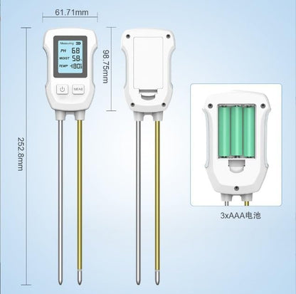3-in-1 Soil Moisture Meter, Soil Moisture Test & PH Meter/Sunlight Intensity, Backlight LCD Display for Gardening, Farming and Outdoor Plants