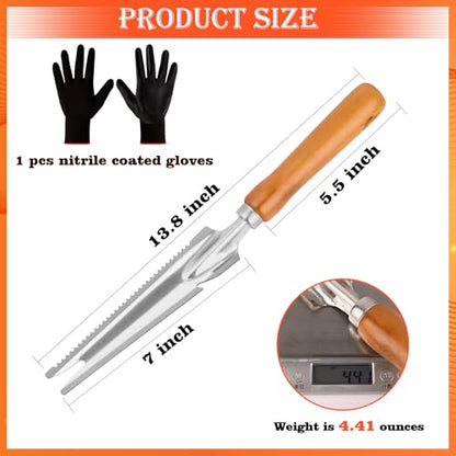 BokingOne 5-in-1 Stainless Steel Hand Weeder Puller Tool & Dandelion Fork Knife - Hand Weed Removal Tool for Weeding, Planting, Transplanting, Soil Cultivating & Flower Care（13.8-inches - color: 5-in-1 Stainless Weeder Tool