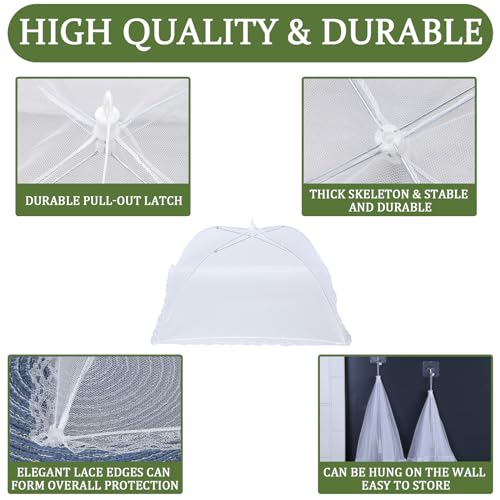 6 Pack Food Tents/Food Covers for Outdoor Mesh Screen Include 6 Standard (17"X 17") Collapsible and Reusable Mesh Food Covers for Outside, Picnic Accessories, BBQ - size: 6 PACK (6*L)