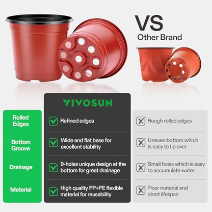 VIVOSUN 100 Pcs 4 in Plastic Plant Nursery Pots, Seed Starting Pots - size: 4 inch