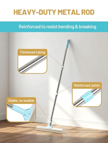 DELOMO Carpet Rake for Pet Hair Removal, Dual-Sided Rug Rake Scraper Broom