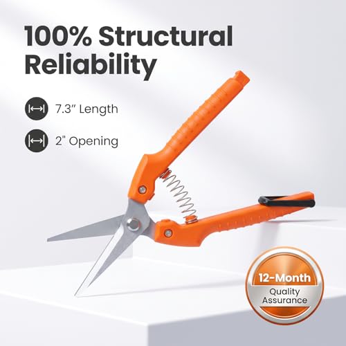 Pruning Shears for Gardening, 7.3" Plant Shears with SK5 High Carbon Steel Blades, 90g Ultra Lightweight Garden Tools for Roses, Hydrangeas & Bonsai, Easy-to-Use Sharp Bypass Pruners for Seniors