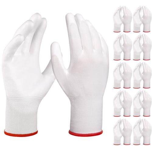 10 Pairs Gardening Gloves Breathable Light Duty Work Glove White - size: Small
