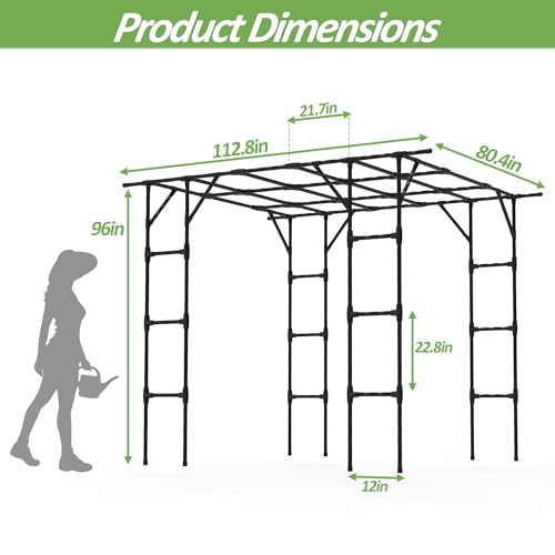 Grape Vine Trellis,Heavy Duty Metal Plant Support Trellis-113L*81W*96H in - size: 112.8（L）*80.4(W)*96(H) in