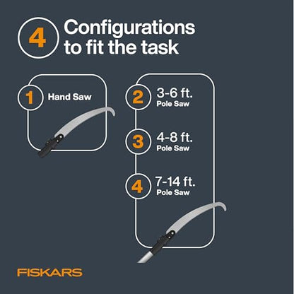 Fiskars 3-14 Ft XtendControl Extendable Modular Pole Saw & Tree Trimmer - style: 14' X2 Hook Bill Saw