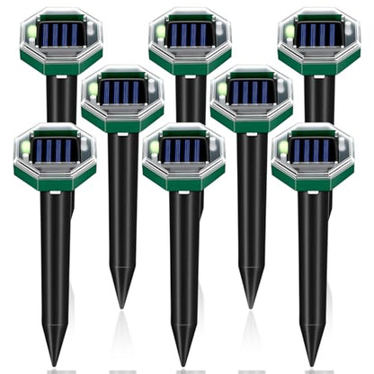 8Pack Solar Mole Repellent Ultrasonic Sonic Gopher Repellent Stakes for Lawns,IP65 Waterproof Ultrasonic Mole Repellent for Lawns,Sonic Vole Snake Armadillo Chipmunk Deterrent for Lawns 2026