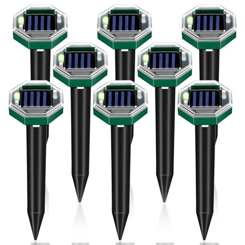 8Pack Solar Mole Repellent Ultrasonic Sonic Gopher Repellent Stakes for Lawns,IP65 Waterproof Ultrasonic Mole Repellent for Lawns,Sonic Vole Snake Armadillo Chipmunk Deterrent for Lawns 2026