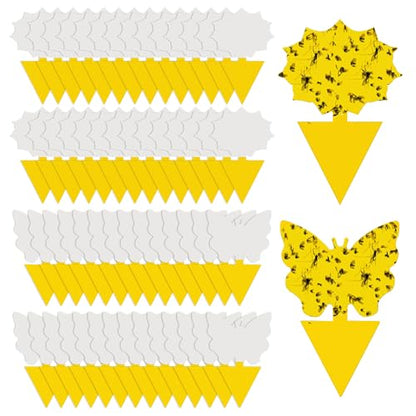 58 Pack Yellow Sticky Gnat Traps for Plants - Fungus Gnat Killer, Fruit Fly Traps for Indoors, Gnat Sticky Traps for Plants, Family Friendly Design, Sunflower + Butterfly Shapes