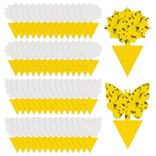 58 Pack Yellow Sticky Gnat Traps for Plants - Fungus Gnat Killer, Fruit Fly Traps for Indoors, Gnat Sticky Traps for Plants, Family Friendly Design, Sunflower + Butterfly Shapes