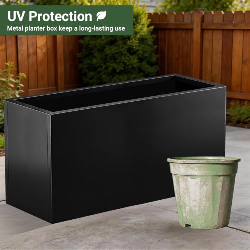 Metal Planter Box 42" x 16” x 18”, Large Rectangular Window Box - size: 42"L x 16"W x 18"H