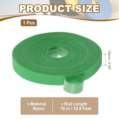 PATIKIL 0.6" x33FT Hook and Loop Tape Double-Sided Nylon Strips Green - color: Green, size: 0.6"x33FT