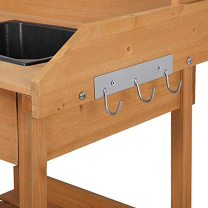 Yaheetech Potting Bench with Sink & Drawer, Outdoor Gardening Table, Wood - color: Wood