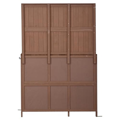 Merax Outdoor Garden Potting Bench with Hutch, 65" H Solid Fir Wood Patio Garden Workstation Tabl with Large Countertop, Adjustable Shelves, Door Rack, Side Hook and Drawer, Brown - color: Brown