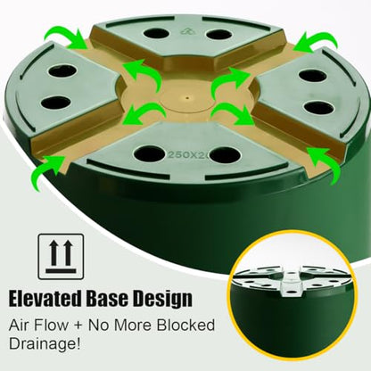 RooTrimmer 5 Gallon 12 Inch Plastic Nursery Pots, Plant Containers with Drainage Holes, Round Sturdy Garden Planters for Indoor/Outdoor Greenery, Gardening Gifts for Women (5-Pack, Green) - size: 5Gallon-5P-Green
