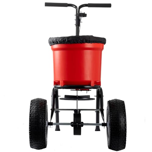 SmarketBuy Fertilizer Spreader, 90LBS Walk Behind Push Spreader, Broadcast Spreader for Seed, Fertilizer, Salt with 12.5-Inch All Terrain Pneumatic Tires