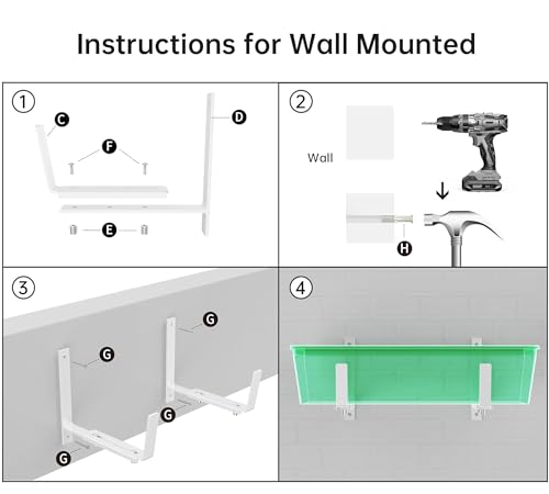 Y&M 4 Pack Window Box Brackets, Adjustable Railing Planter Box Brackets - size: 4p White