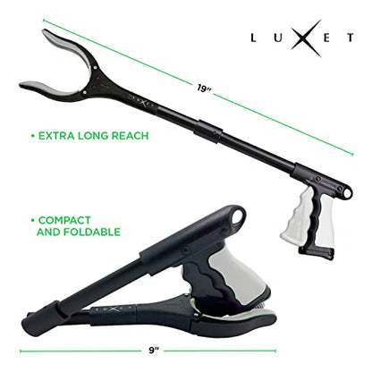Grabber Reacher Tool 19 Inch Long, Foldable Pick Up Stick - Strong Grip Magnetic Tip - Heavy Duty Trash Picker Claw Reacher Grabber Tool Elderly Wheelchair Mobility Aid (Gray) - color: Gray