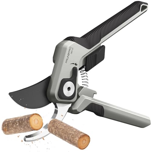 PrunePro Pruning Shears for Gardening Professional Bypass Hand Pruner Up to 1 Inch Cut Capacity Sharp Stainless Steel Blade Garden Scissors Plant Flower Garden Clipper Grey 1 Pack - color: Grey
