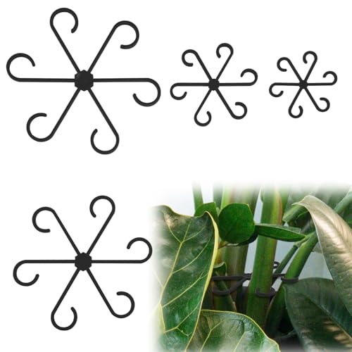 XIHIRCD 4pcs Plant Stem Support, Climbing Houseplant Leaf Support Ring Plant Climbers Stem Holders Plants Climbing Rack Plant Flower Gardening Growth Cultivation Accessories Tools(Black) - color: Black