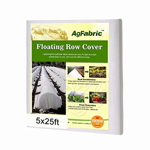Agfabric Plant Covers Freeze Protection Frost Blankets for Plants 5'x25' 0.9oz Floating Row Cover Garden Plant Cover Freeze Cloths for Plants Winter Frost Pests Protection,White - color: White, size: 0.9oz-5'*25'