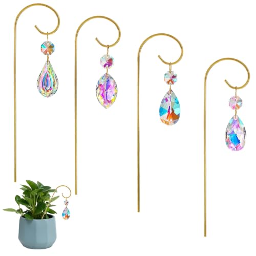7.5'' Small Trellis for Potted Plants Indoor Accessories Decorations,4pcs - style: 4pcs-Gold-Crystal Prisms