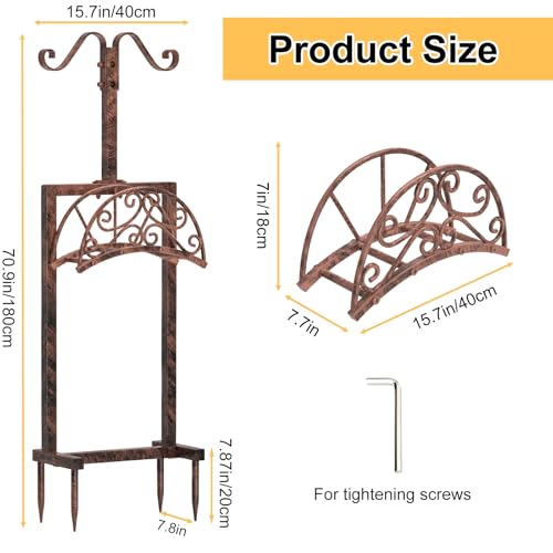 Garden Hose Holder, Vintage Hose Reel Stand with Shepherd Hook - style: Vintage Bronze