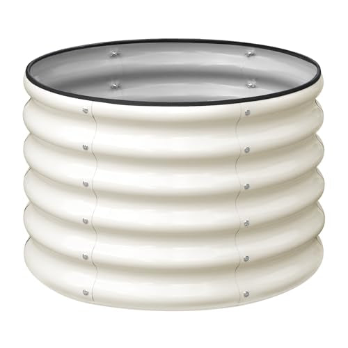 SnugNiture 2×2×1.5 FT Round Raised Garden Bed Outdoor, White - color: White, size: 2×2×1.5ft(1 Pack)