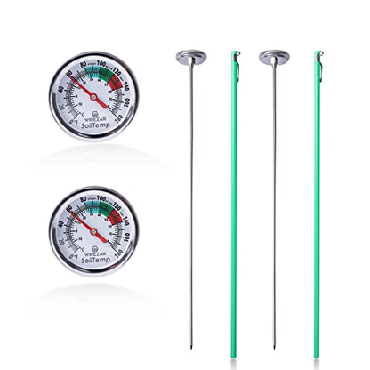 16 Inch Soil Thermometer (2 Pack), Stainless Steel, Waterproof - size: 16''(2Pack)