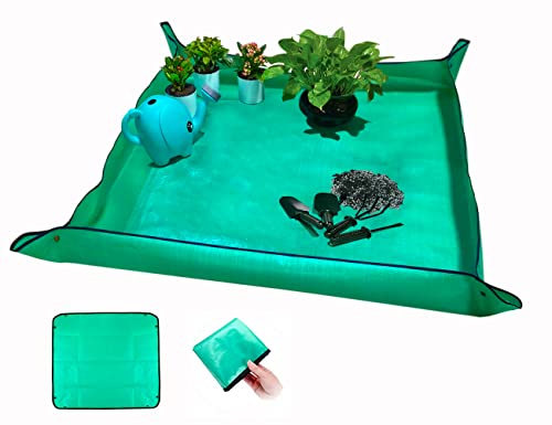 39.4" x 39.4" Large Plant Repotting Mat for Indoor Plants, Portable and Foldable Gardening mat, Waterproof Transplanting Potting Mat in Garde - color: Green, size: 39.4 in x 39.4 in (Square)