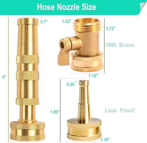 Solid Brass Heavy Duty Adjustable Twist Hose Nozzle,CM CUMIZON Jet Sweeper Nozzle, High Pressure Hose Nozzle with On-Off Valve, Leak-Free Operation 3/4" GHT Connector 3 Pack - style: Nozzle Twist+Jet+Twist 3P