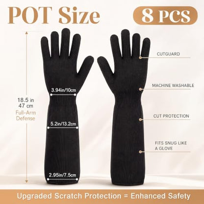 Wesiti 8 Pairs Cut Resistant Gloves and Sleeve Level 5 Protection 18.5 Inch