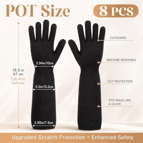Wesiti 8 Pairs Cut Resistant Gloves and Sleeve Level 5 Protection 18.5 Inch
