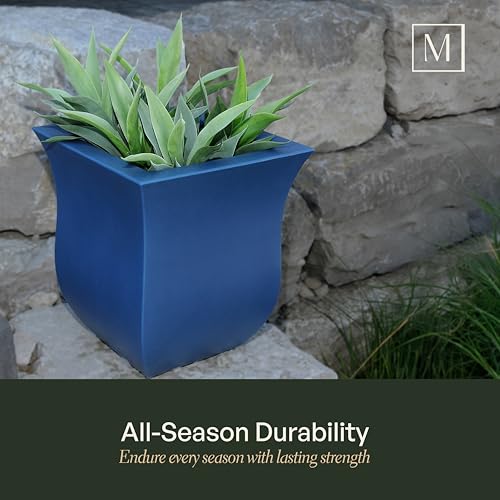 Mayne 5873-NB Polyethylene Planter, Neptune Blue 16x16 - color: Neptune Blue