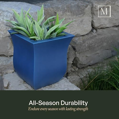 Mayne 5873-NB Polyethylene Planter, Neptune Blue 16x16 - color: Neptune Blue