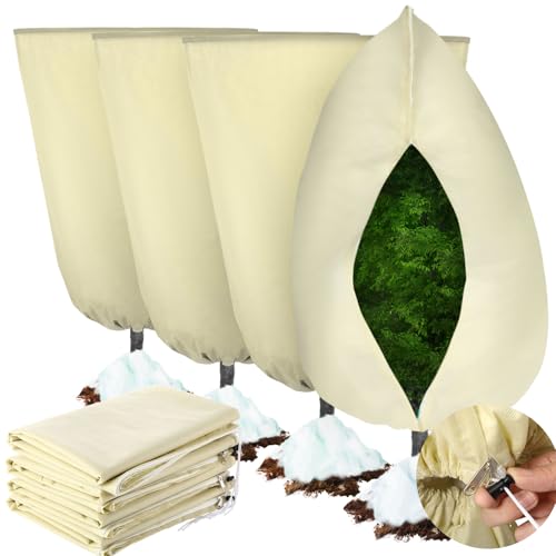 4 Pcs Plant Covers Freeze Protection 35.4" x 59", Beige - color: Beige