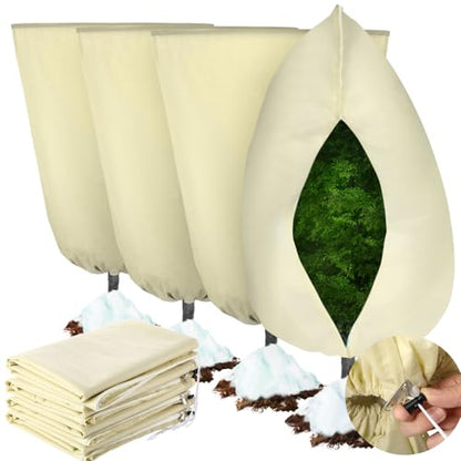 4 Pcs Plant Covers Freeze Protection 35.4" x 59", Beige - color: Beige