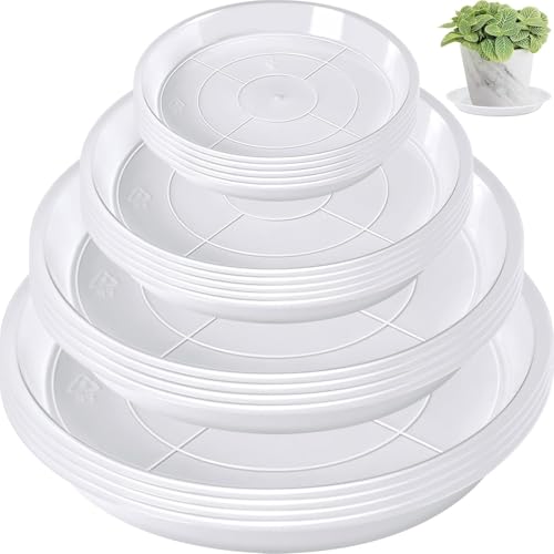 Augshy 18Pcs Plant Saucer, Transparent Drip Tray for Potted Plants, 2 Sizes - color: Clear, size: 4/6 Inch