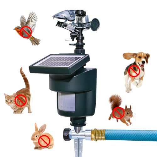 Outdoor Repellent for Yard Motion Activated with Solar Panel Water Spray Garden Sprinkler Irrigation System - color: Dark green
