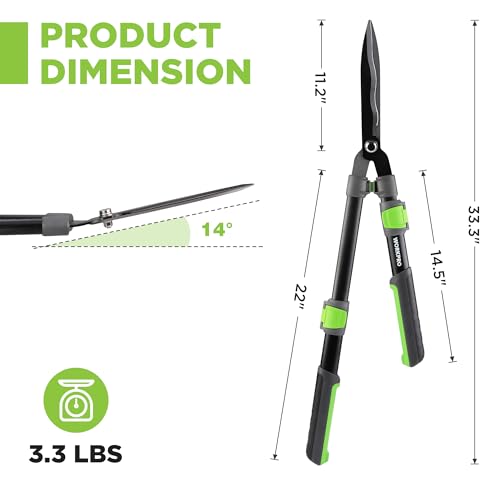 WORKPRO Extendable Hedge Shear, 25"-33" Manual Hedge Clipper/Bush Cutter - size: 25"-33"