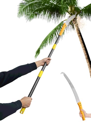 Pole Saw for Tree Trimming, 6FT Lightweight 2 in 1 Manual Hand Saws Tree Trimmer Pole Saw, Sharp Steel Blade, Adjustable Branch Cutter Pruner for Yard Walkway Oak Palm Fruit Pine and Fir Limbs Cutting - size: 6FT