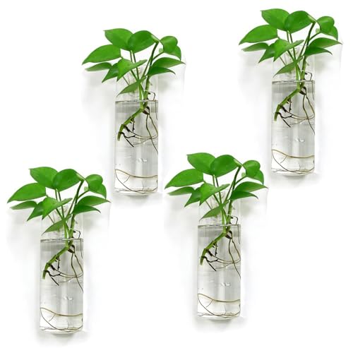 Wall Hanging Planter Propagation Station, Indoor Decor Glass Vases, 4 Pack
