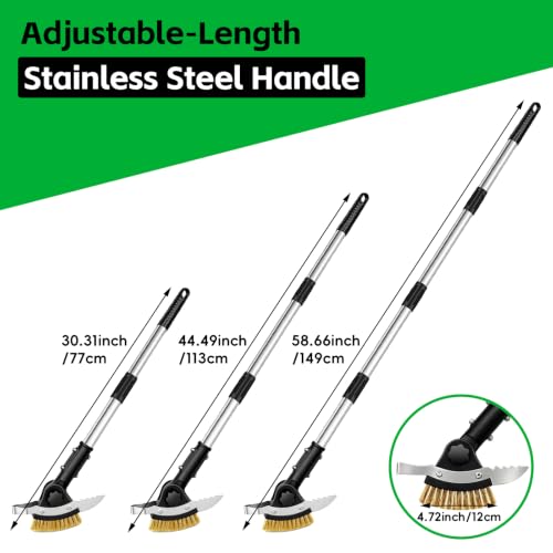 Crack Weeder Tool，3-in-1 Crevice Cleaning Tool with Adjustable Long Handle