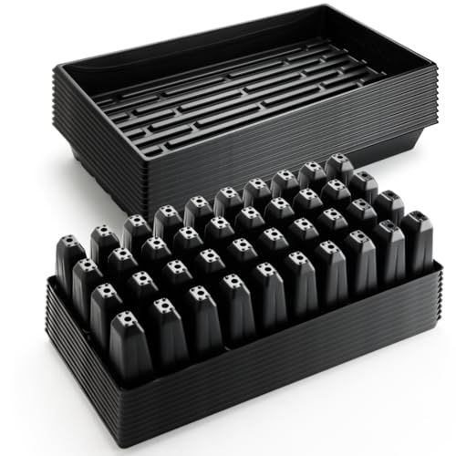 RooTrimmer 10 Pack 1020 Seed Starter Trays and 10 Pcs 40 Cell Plug Trays, Thick Durable Seedling Plastic Nursery Tray for TD542 1020 Tray Germination (10 Sets) - size: 40 Cells